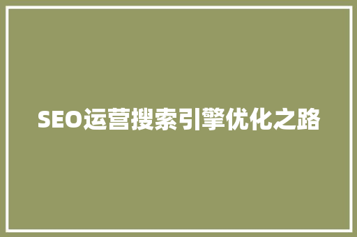 SEO运营搜索引擎优化之路