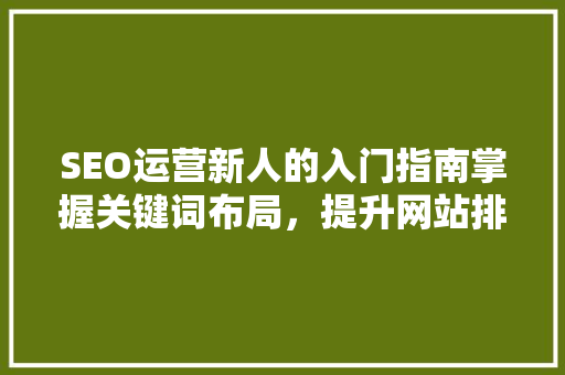 SEO运营新人的入门指南掌握关键词布局，提升网站排名