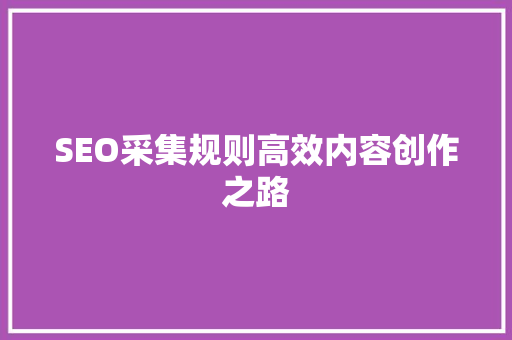 SEO采集规则高效内容创作之路