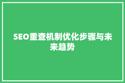 SEO重查机制优化步骤与未来趋势