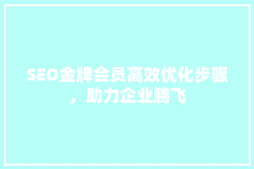 SEO金牌会员高效优化步骤，助力企业腾飞