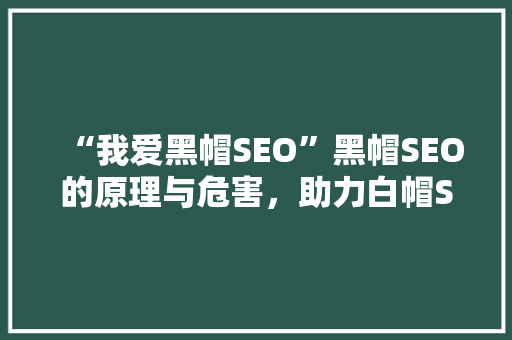 “我爱黑帽SEO”黑帽SEO的原理与危害，助力白帽SEO发展