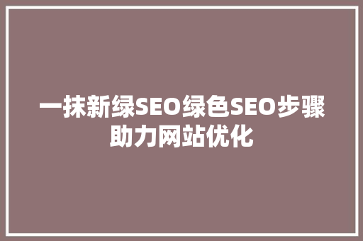 一抹新绿SEO绿色SEO步骤助力网站优化