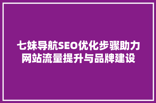 七妹导航SEO优化步骤助力网站流量提升与品牌建设