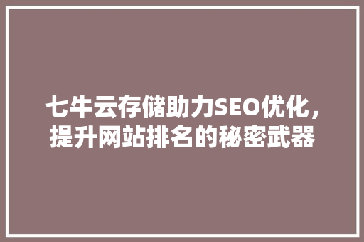 七牛云存储助力SEO优化，提升网站排名的秘密武器