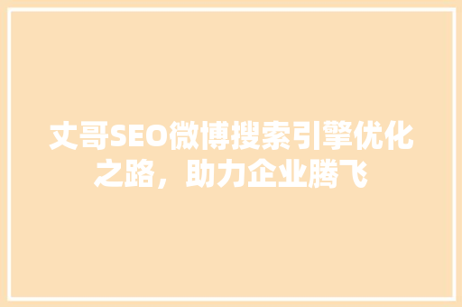 丈哥SEO微博搜索引擎优化之路，助力企业腾飞