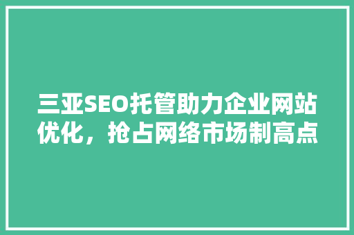 三亚SEO托管助力企业网站优化，抢占网络市场制高点