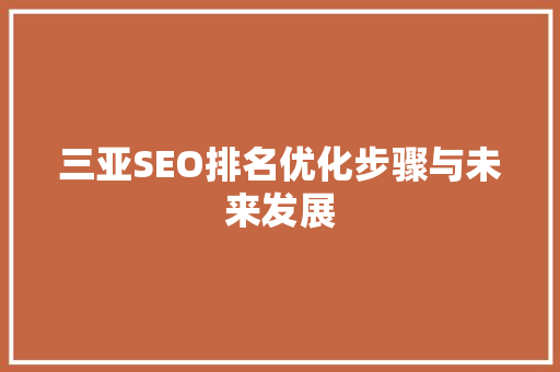 三亚SEO排名优化步骤与未来发展