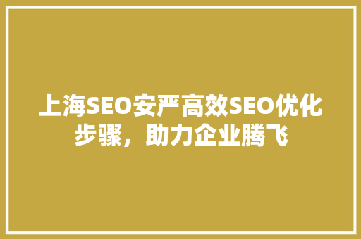 上海SEO安严高效SEO优化步骤，助力企业腾飞