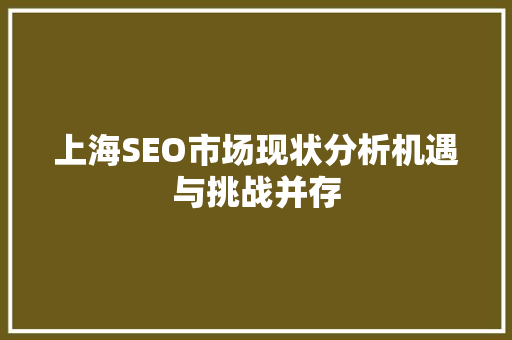 上海SEO市场现状分析机遇与挑战并存