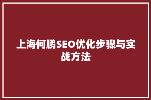 上海何鹏SEO优化步骤与实战方法
