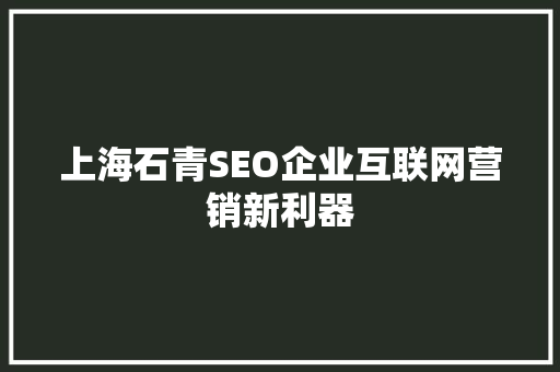 上海石青SEO企业互联网营销新利器
