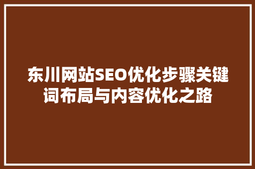 东川网站SEO优化步骤关键词布局与内容优化之路
