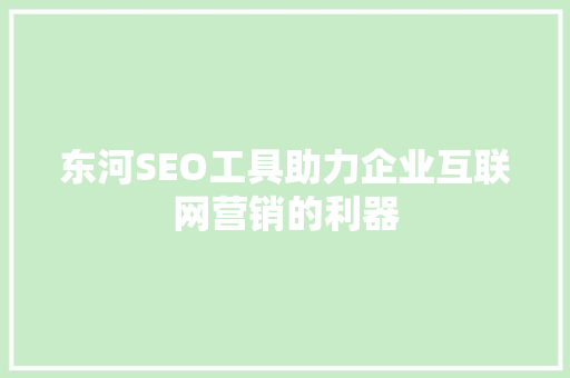 东河SEO工具助力企业互联网营销的利器