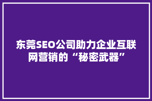 东莞SEO公司助力企业互联网营销的“秘密武器”