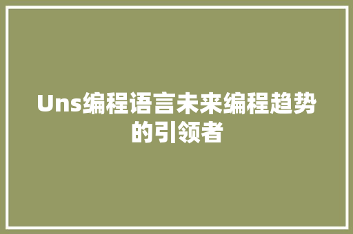 Uns编程语言未来编程趋势的引领者