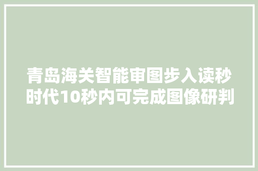 青岛海关智能审图步入读秒时代10秒内可完成图像研判分析商品判断准确度98