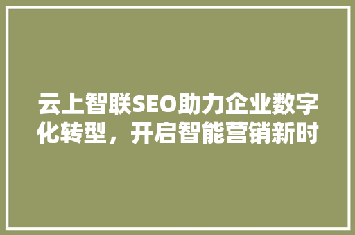云上智联SEO助力企业数字化转型，开启智能营销新时代