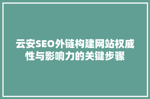 云安SEO外链构建网站权威性与影响力的关键步骤