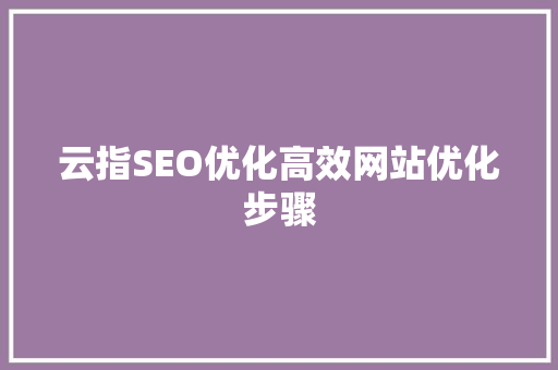 云指SEO优化高效网站优化步骤