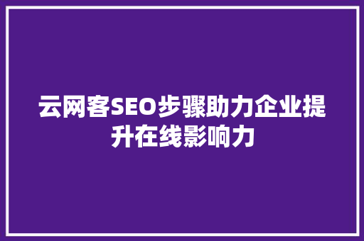 云网客SEO步骤助力企业提升在线影响力