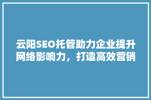 云阳SEO托管助力企业提升网络影响力，打造高效营销步骤