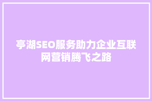 亭湖SEO服务助力企业互联网营销腾飞之路