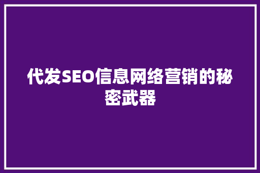 代发SEO信息网络营销的秘密武器