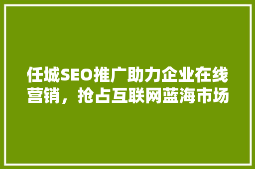 任城SEO推广助力企业在线营销，抢占互联网蓝海市场