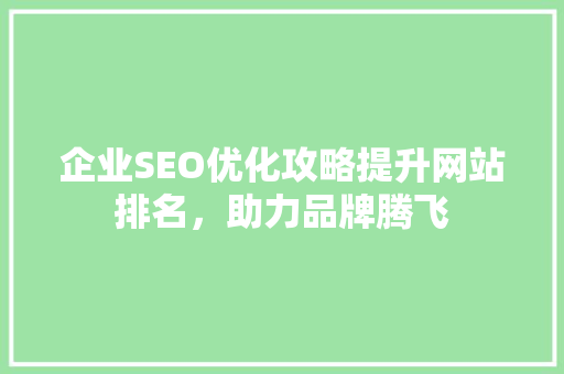 企业SEO优化攻略提升网站排名，助力品牌腾飞