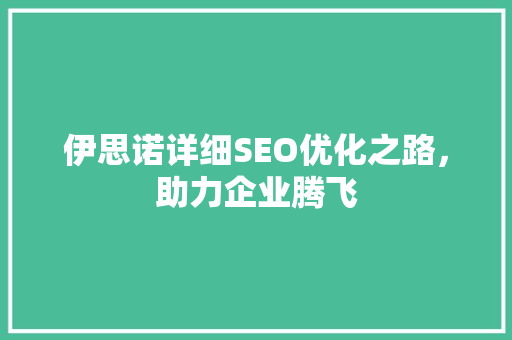 伊思诺详细SEO优化之路，助力企业腾飞