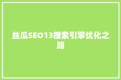 丝瓜SEO13搜索引擎优化之路
