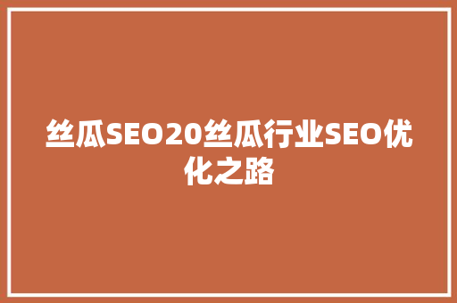 丝瓜SEO20丝瓜行业SEO优化之路