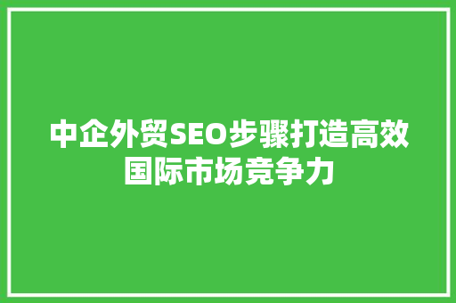 中企外贸SEO步骤打造高效国际市场竞争力