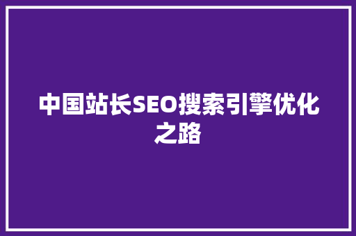 中国站长SEO搜索引擎优化之路