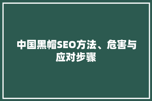 中国黑帽SEO方法、危害与应对步骤