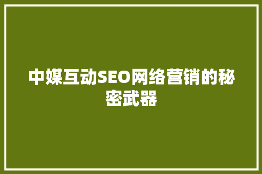 中媒互动SEO网络营销的秘密武器