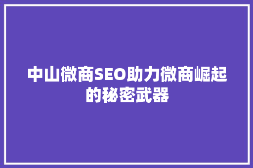 中山微商SEO助力微商崛起的秘密武器