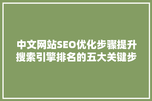 中文网站SEO优化步骤提升搜索引擎排名的五大关键步骤