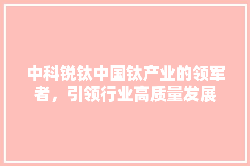 中科锐钛中国钛产业的领军者，引领行业高质量发展