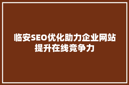 临安SEO优化助力企业网站提升在线竞争力