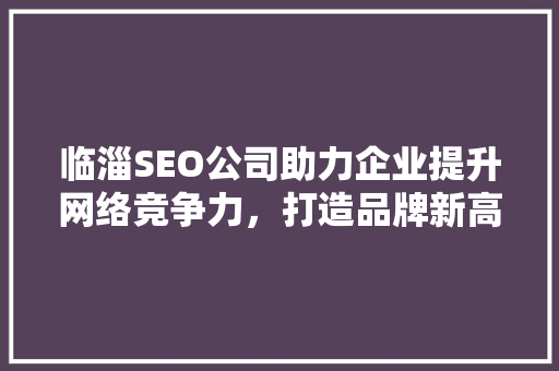 临淄SEO公司助力企业提升网络竞争力，打造品牌新高度