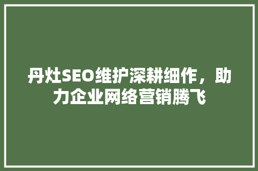 丹灶SEO维护深耕细作，助力企业网络营销腾飞
