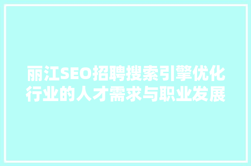 丽江SEO招聘搜索引擎优化行业的人才需求与职业发展