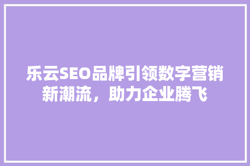乐云SEO品牌引领数字营销新潮流，助力企业腾飞
