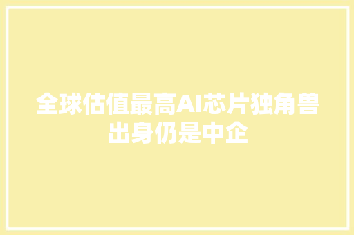 全球估值最高AI芯片独角兽出身仍是中企