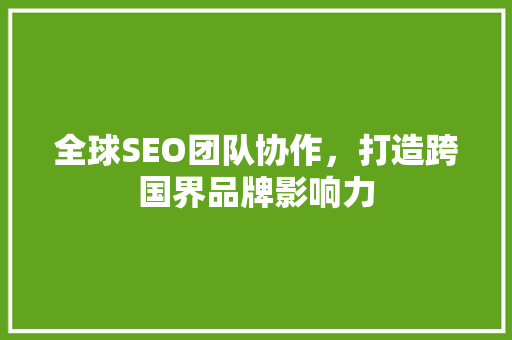 全球SEO团队协作，打造跨国界品牌影响力