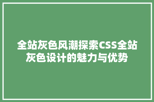 全站灰色风潮探索CSS全站灰色设计的魅力与优势