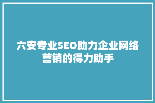 六安专业SEO助力企业网络营销的得力助手