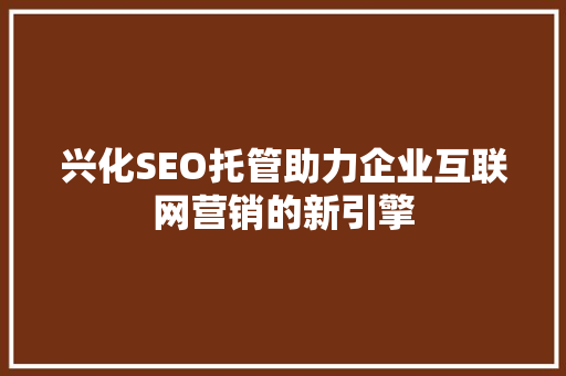 兴化SEO托管助力企业互联网营销的新引擎